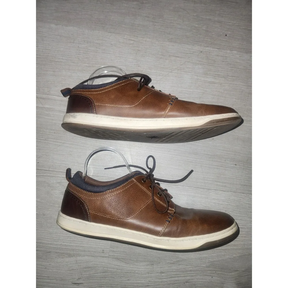 Hawkee Rye Mens Brown Faux Leather Oxford Sneakers Size 10.5 Low Top Casual